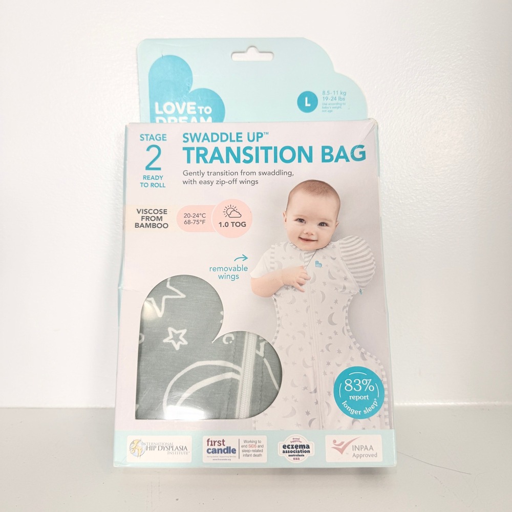 Love To Dream Swaddle UP Transition Bag Stage 2 Sz L Bamboo 1.0 TOG Sleep Sack